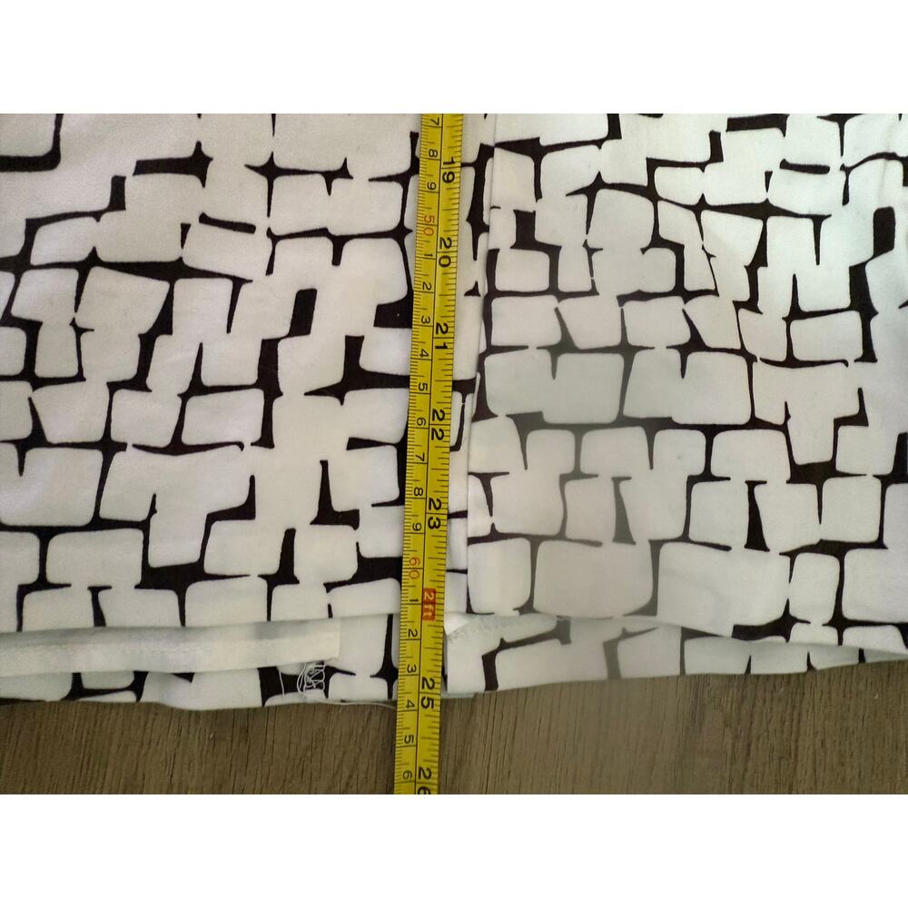 AGB Brown White Abstract Print Pencil Skirt Sz 10 Cotton Blend Bow Waist - Picture 5 of 6